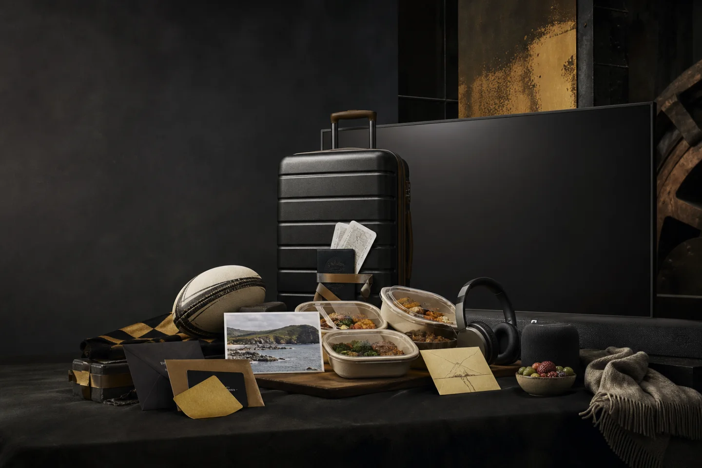 A concept showing holiday, technology, meal, rugby and Welsh experience prizes